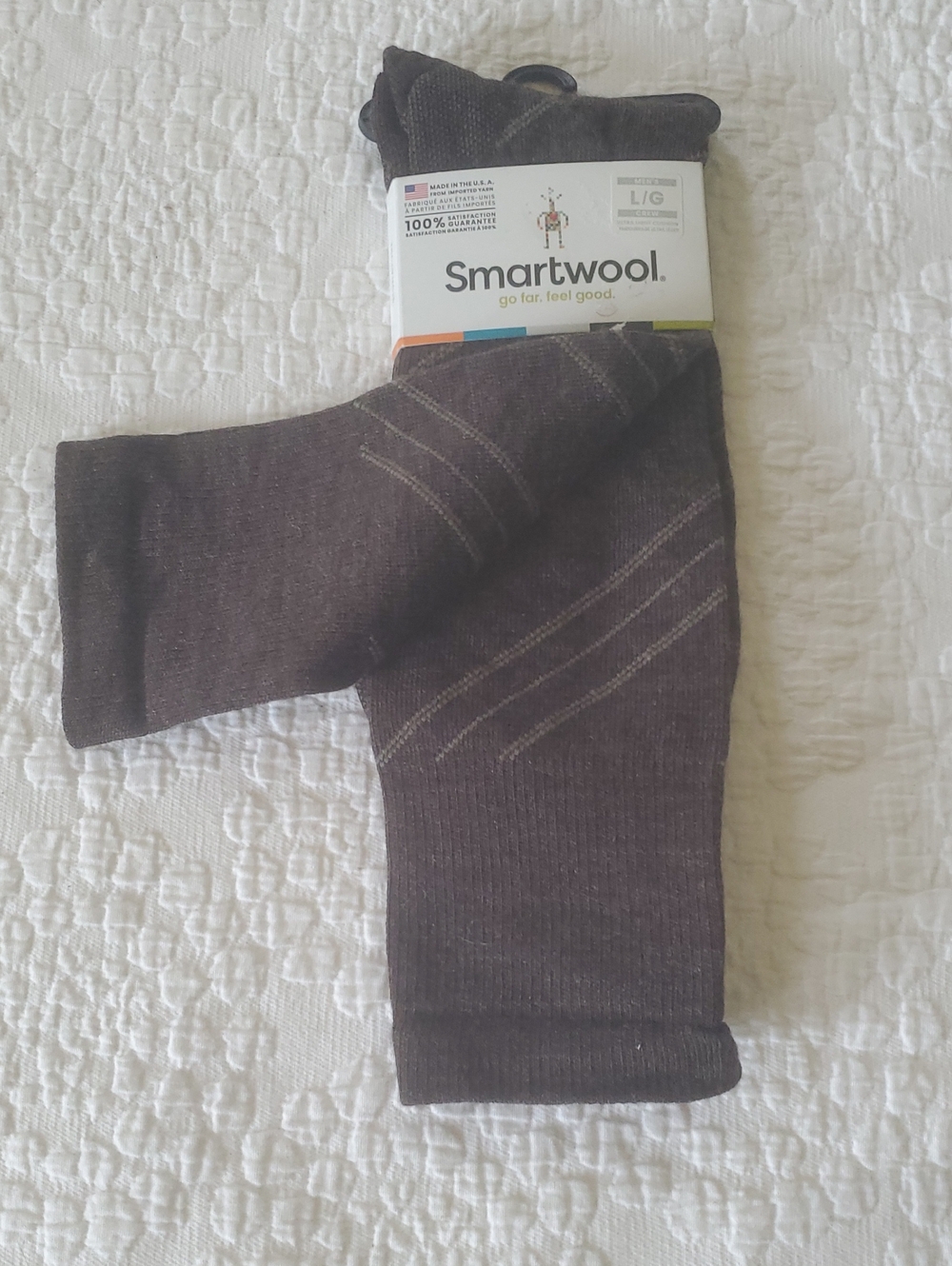 SMARTWOOL MENS CREW  ULTRA LIGHT CUSHION PAIR OF SOCKS IN CHESTNUT /SZ;LARGE